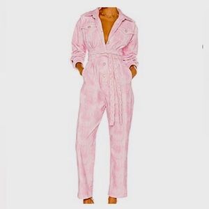 Love Shack Fancy pink corduroy jumpsuit SIZE S